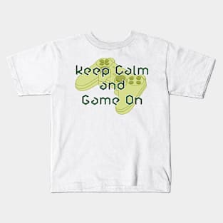 Keep Calm and Game On - Green Kids T-Shirt